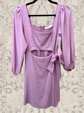ASTR The Label Pink Cutout A-Line Mini Dress Puff Sleeve Size S